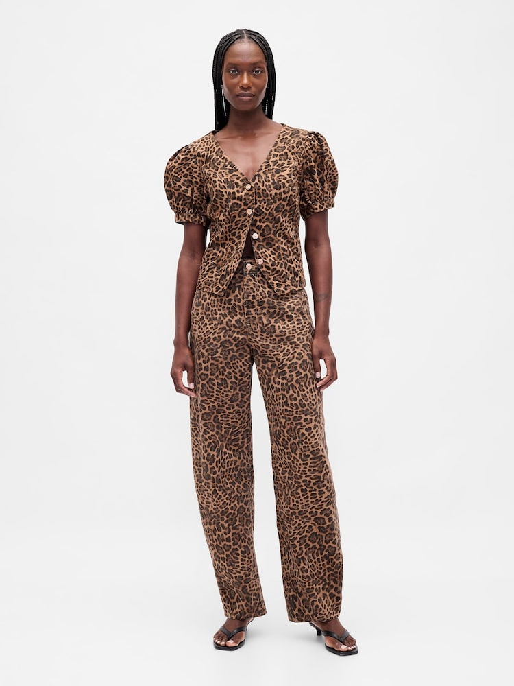Gap Brown High Waisted Barrel Jeans - Image 4 of 4
