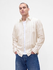 Gap Cream Stripe Oxford Shirt - Image 1 of 4