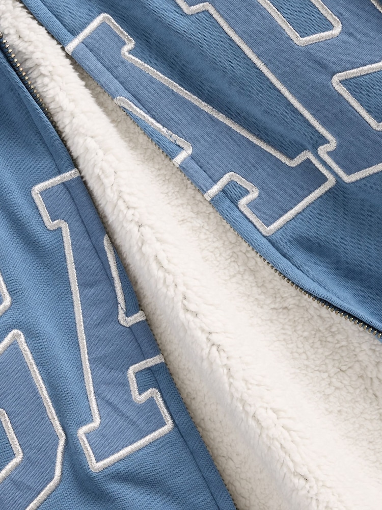 Gap Blue Relaxed Logo Sherpa-Lined Zip Hoodie - Image 4 of 4 Gap Blue Relaxed Logo Sherpa-Lined Zip Hoodie - Image 4 of 4