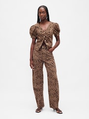 Gap Leopard Puff-Sleeve Seamed Top - Image 5 of 5