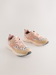 Rust Orange Leopard Print Standard Fit (F) Lace-Up Colourblock Trainers - Image 3 of 7