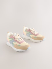 Multi Pastel Standard Fit (F) Lace-Up Colourblock Trainers - Image 3 of 7