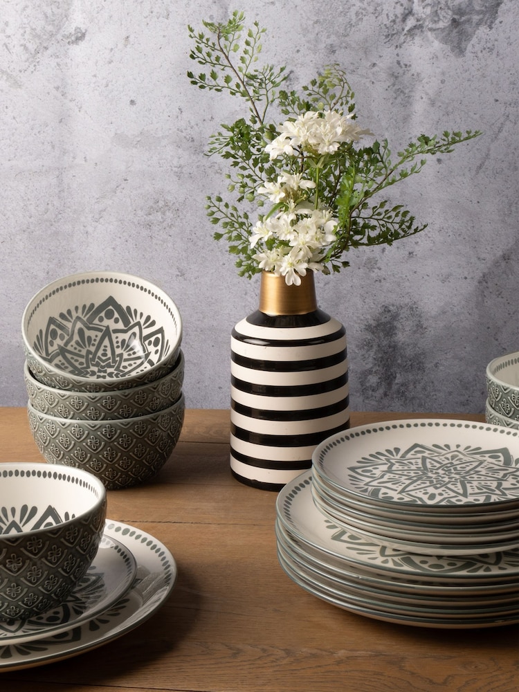Code Maison 12 Piece Green Inari Dinner Set - Image 1 of 3 Code Maison 12 Piece Green Inari Dinner Set - Image 1 of 3