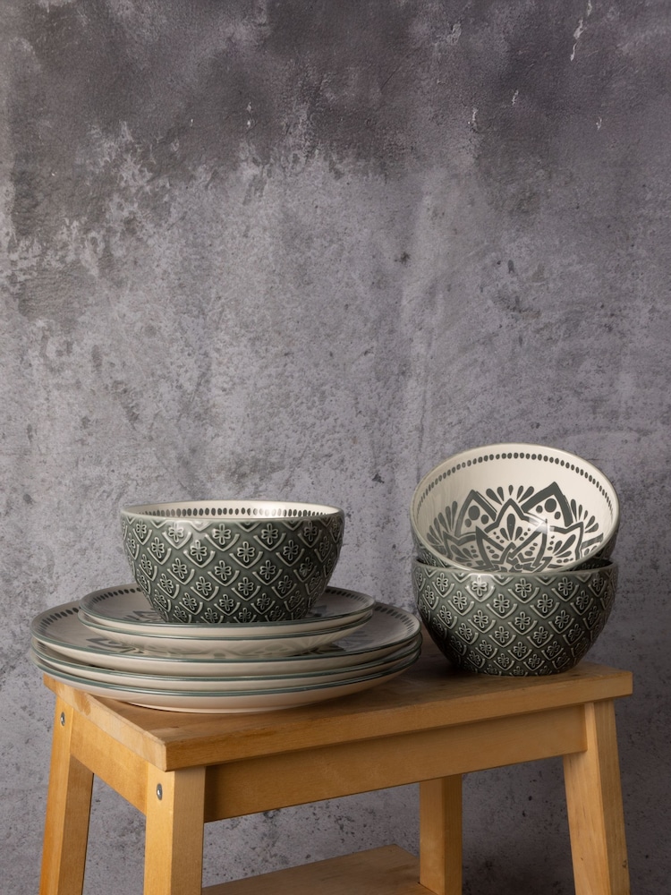 Code Maison 12 Piece Green Inari Dinner Set - Image 2 of 3 Code Maison 12 Piece Green Inari Dinner Set - Image 2 of 3
