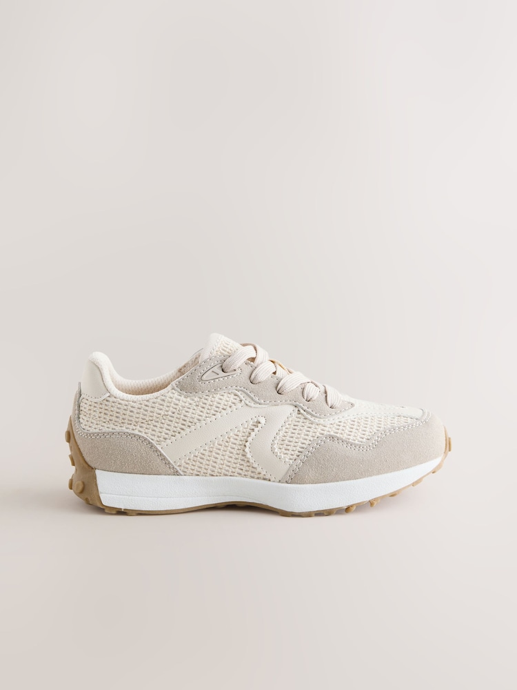 Neutral Raffia Lace-Up Lifestyle Trainers - Image 2 of 5