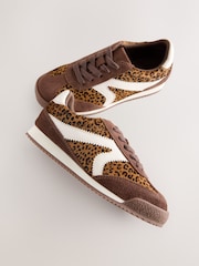 Suede Leopard Print Lace Up Trainers - Image 3 of 5