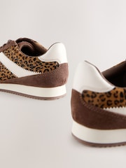 Suede Leopard Print Lace Up Trainers - Image 4 of 5