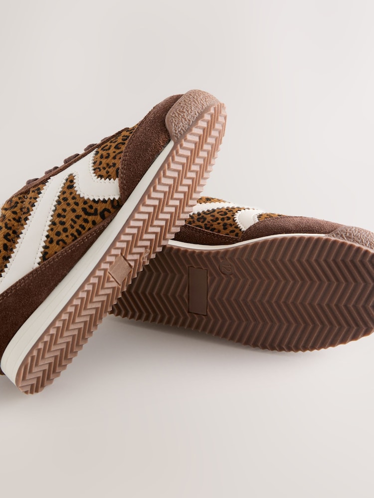 Suede Leopard Print Lace Up Trainers - Image 5 of 5 Suede Leopard Print Lace Up Trainers - Image 5 of 5