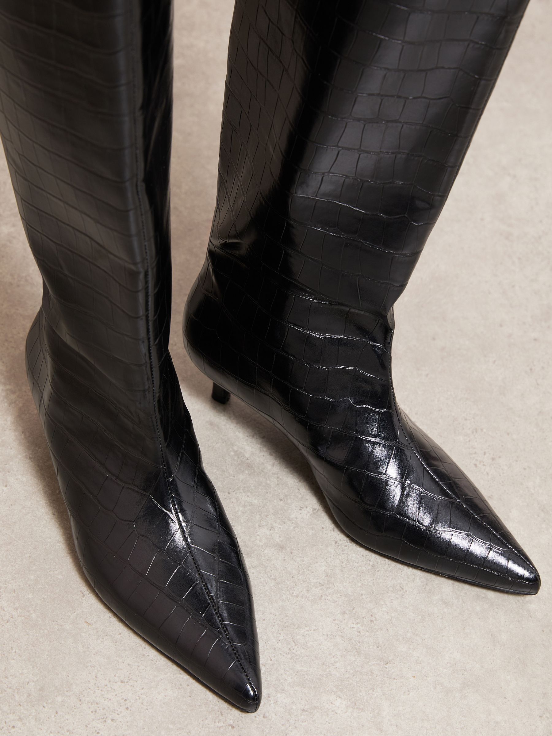 Buy Friends Like These Black Faux Croc Effect Kitten Heel Formal