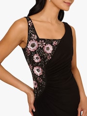 Adrianna Papell Bead Jersey Long Black Dress - Image 4 of 6