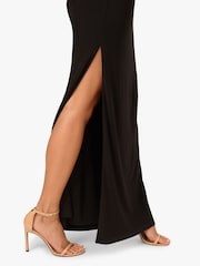 Adrianna Papell Bead Jersey Long Black Dress - Image 5 of 6