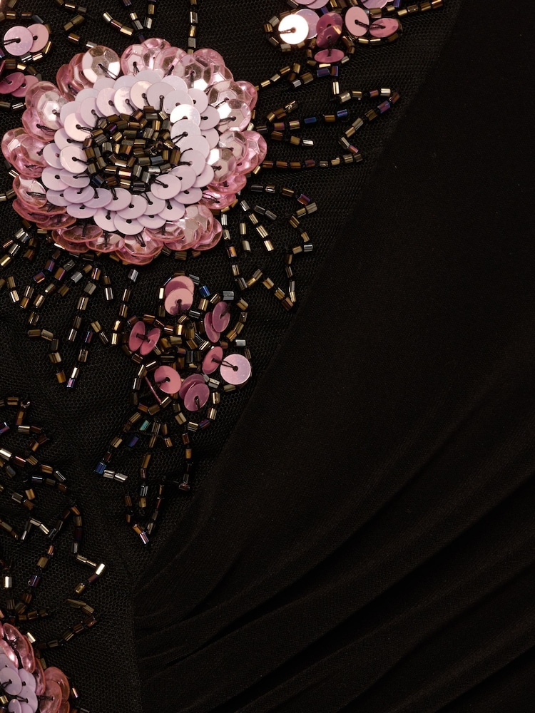 Adrianna Papell Bead Jersey Long Black Dress - Image 6 of 6