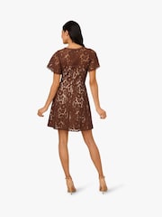 Adrianna Papell Lace Flounce Short Brown Dress - Image 2 of 7