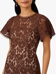 Adrianna Papell Lace Flounce Short Brown Dress - Image 5 of 7