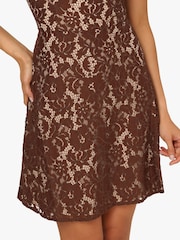 Adrianna Papell Lace Flounce Short Brown Dress - Image 6 of 7