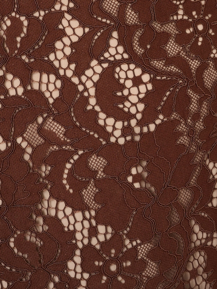 Adrianna Papell Lace Flounce Short Brown Dress - Image 7 of 7