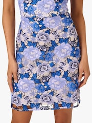 Adrianna Papell Blue Floral Print Embroidery Short Dress - Image 5 of 7