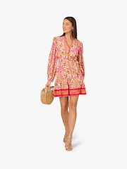 Adrianna by Adrianna Papell Pink Printed Flounce Dress - Image 1 of 7