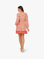 Adrianna by Adrianna Papell Pink Printed Flounce Dress - Image 2 of 7