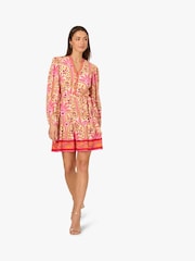 Adrianna by Adrianna Papell Pink Printed Flounce Dress - Image 3 of 7