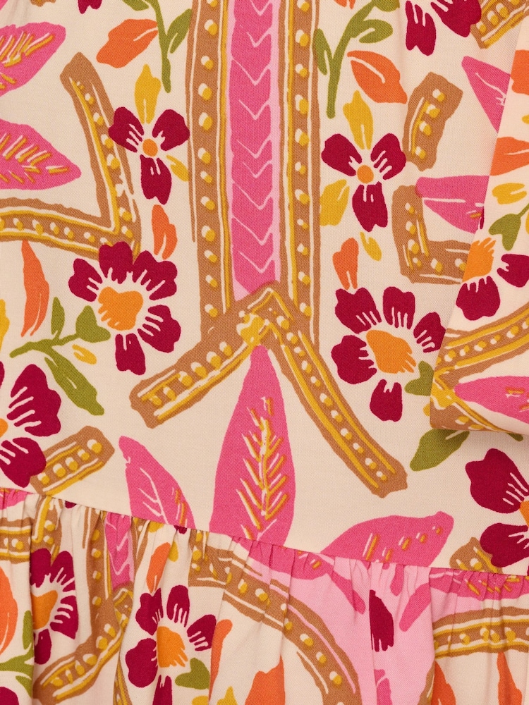 Adrianna by Adrianna Papell Pink Printed Flounce Dress - Image 7 of 7