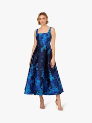 Adrianna Papell Blue Border Jacquard Dress - Image 1 of 6