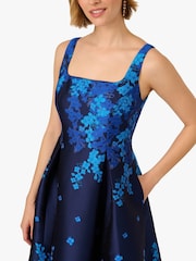 Adrianna Papell Blue Border Jacquard Dress - Image 4 of 6