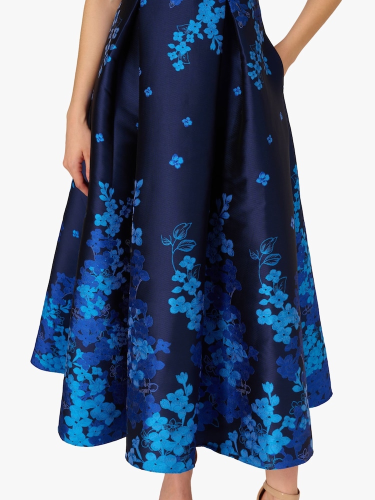 Adrianna Papell Blue Border Jacquard Dress - Image 5 of 6