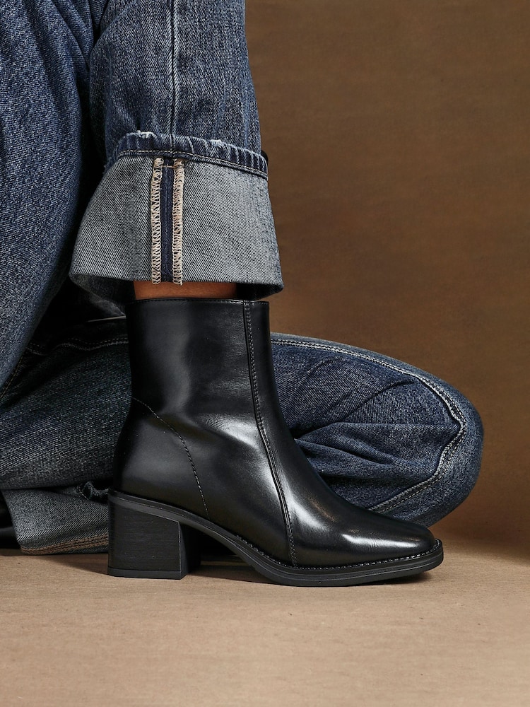 Linzi Black Wander Block Heel Ankle Boots - Image 1 of 6