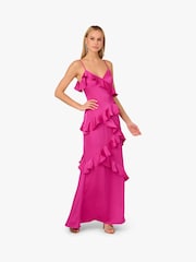 Adrianna Papell Pink Stretch Satin Long Dress - Image 2 of 7