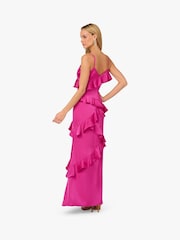 Adrianna Papell Pink Stretch Satin Long Dress - Image 3 of 7