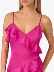 Adrianna Papell Pink Stretch Satin Long Dress - Image 6 of 7