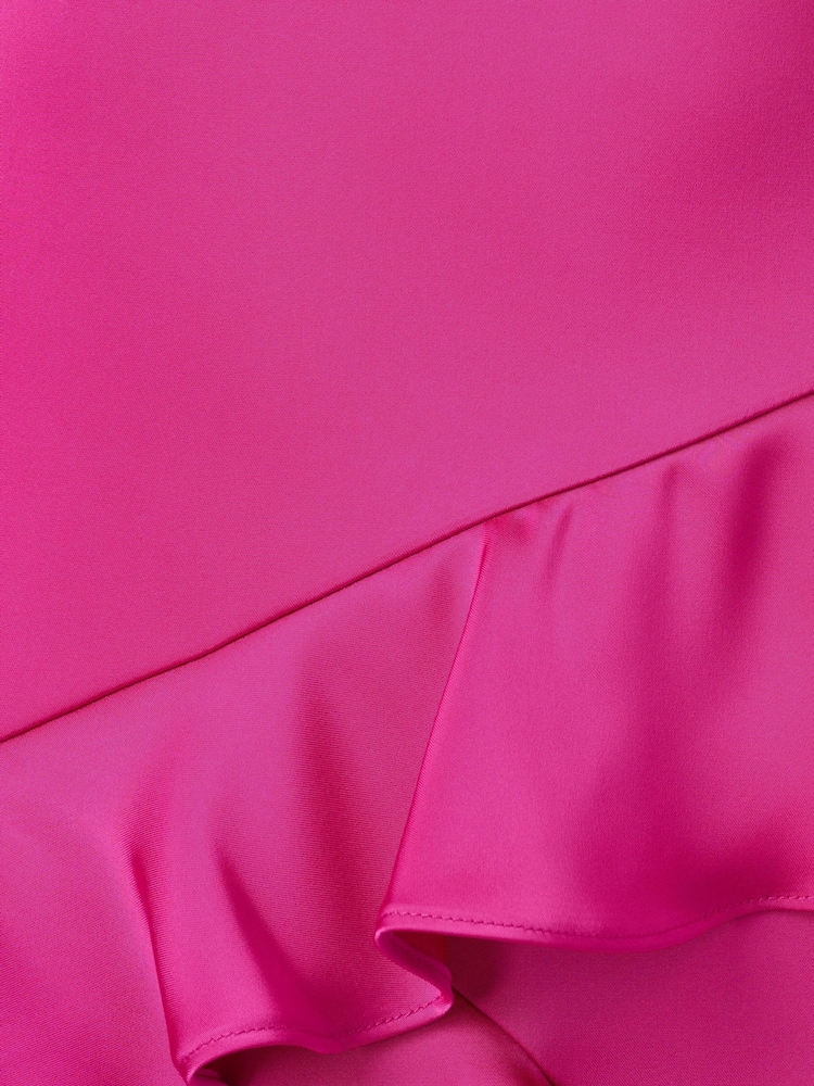 Adrianna Papell Pink Stretch Satin Long Dress - Image 7 of 7