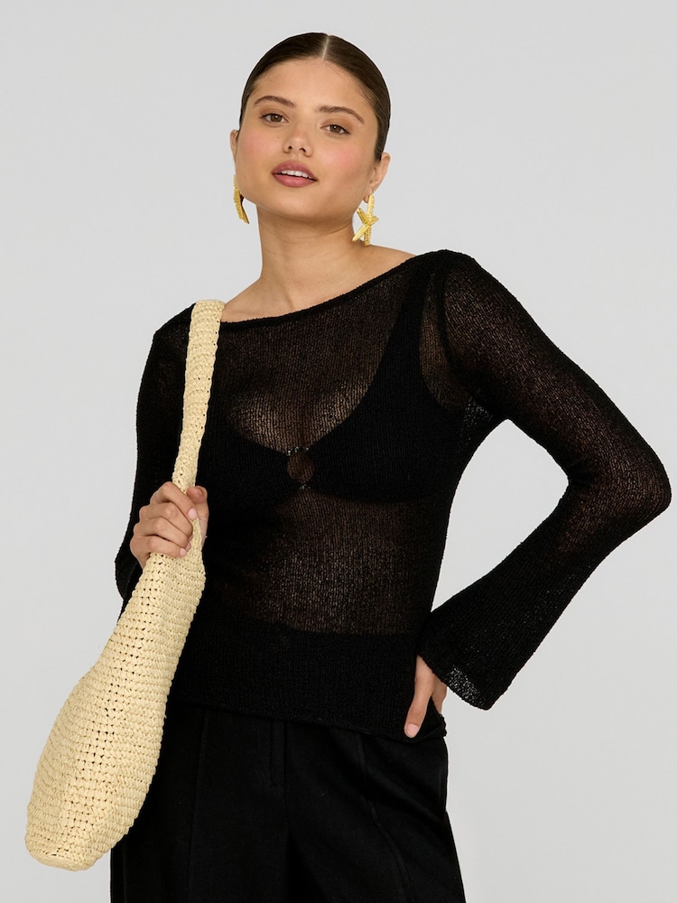 TALA Brown Raffia Tote - Image 2 of 2