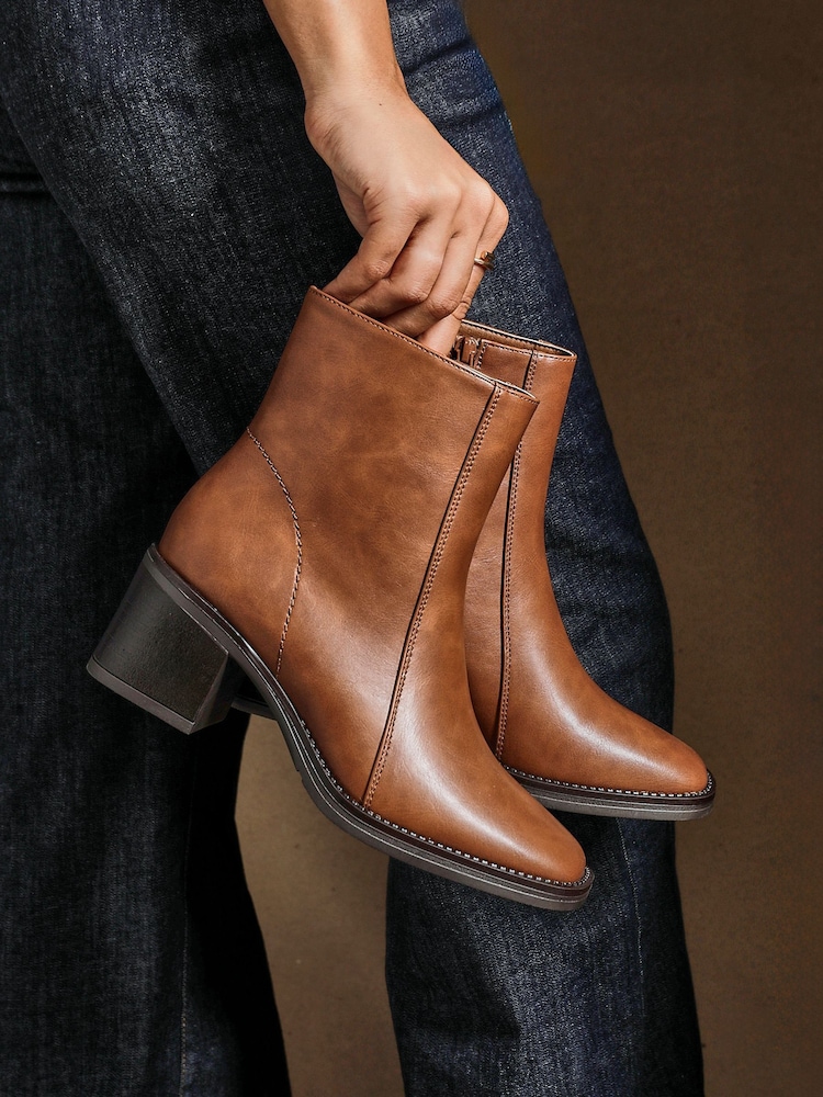 Linzi Brown Wander Block Heel Ankle Boots - Image 1 of 5 Linzi Brown Wander Block Heel Ankle Boots - Image 1 of 5