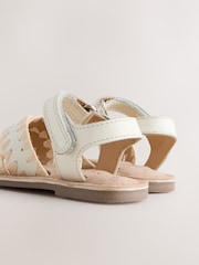 Alb - Leather Touch Fastening Ankle Strap Sandals - Imaginea 2 din 5