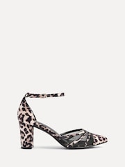Linzi Animal Tasha Block Court Heels Shoes With Mesh Front Detail - Image 1 of 5
