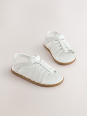 White Shimmer Ankle Strap Sandals with Touch Fastening - Image 1 of 5