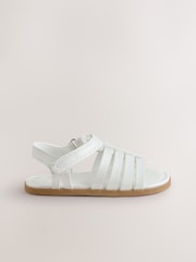 White Shimmer Ankle Strap Sandals with Touch Fastening - Image 2 of 5