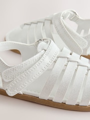 White Shimmer Ankle Strap Sandals with Touch Fastening - Image 4 of 5