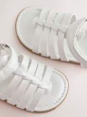 White Shimmer Ankle Strap Sandals with Touch Fastening - Image 5 of 5