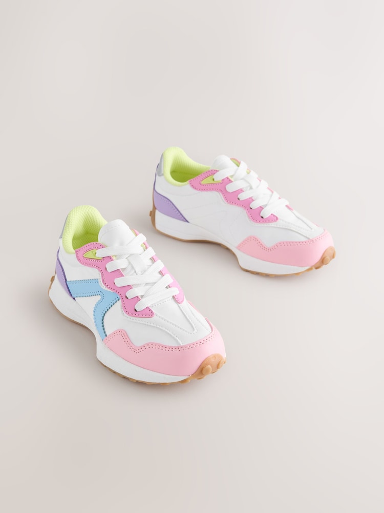 Pastel Colourblock Lace Up Lifestyle Trainers - Image 1 of 7