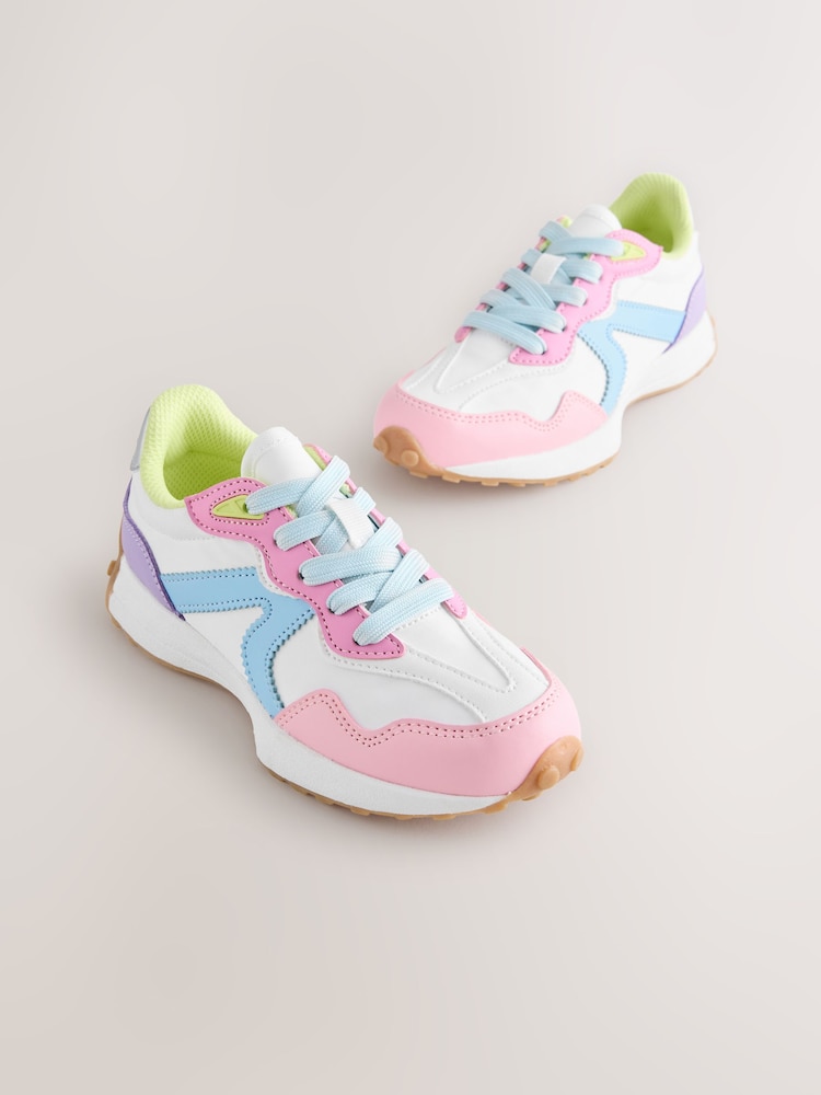 Pastel Colourblock Lace Up Lifestyle Trainers - Image 2 of 7