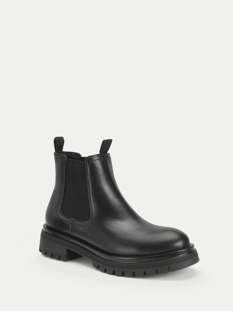 Start Rite Senior Girls London Leather Angry Angels Chunky Chelsea Style Black Boots - Image 2 of 5