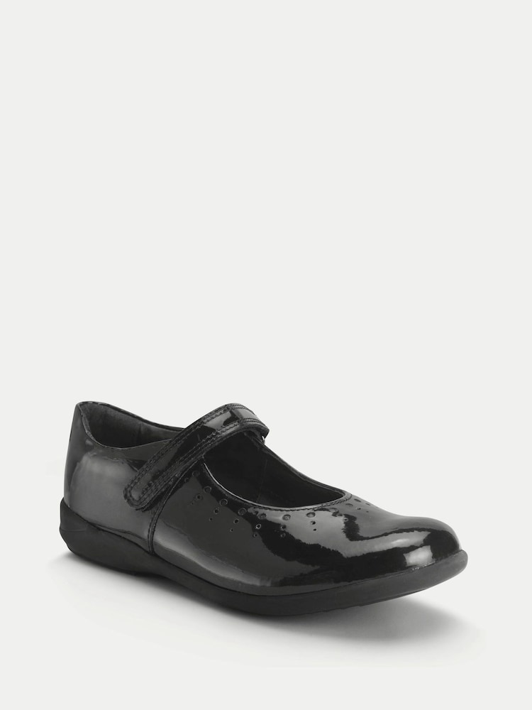 Start Rite Girls Dual Fit Study Patent Mary Jane Rip Tape School Black Shoes - Image 2 of 5