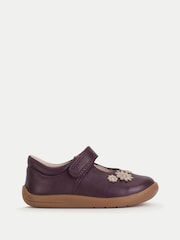 Start-Rite Girls Red Fairy Tale Leather Daisy Floral Print Rip Tape Mary Jane First Walking Shoes - Image 1 of 3