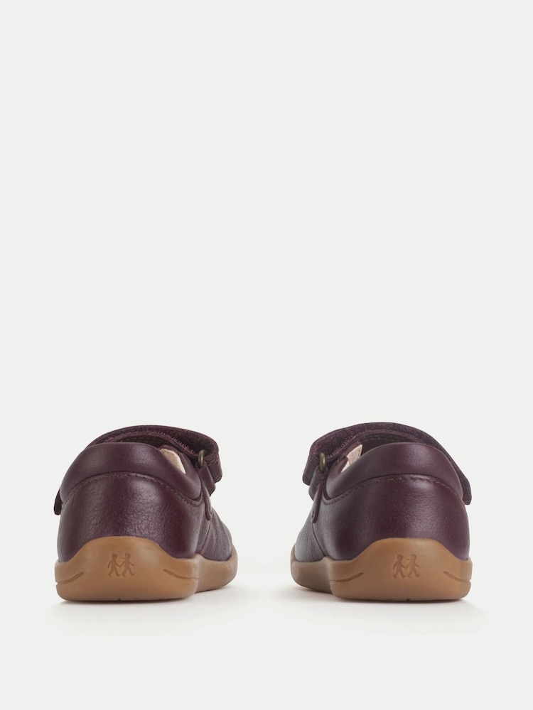 Start-Rite Girls Red Fairy Tale Leather Daisy Floral Print Rip Tape Mary Jane First Walking Shoes - Image 2 of 3