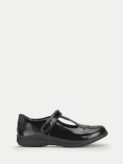 Start Rite Girls Dual Fit Novel Patent T-Bar Rip Tape School Black Shoes - Image 1 of 5