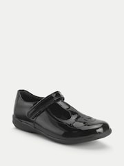 Start Rite Girls Dual Fit Novel Patent T-Bar Rip Tape School Black Shoes - Image 2 of 5