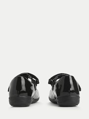 Start Rite Girls Dual Fit Novel Patent T-Bar Rip Tape School Black Shoes - Image 3 of 5